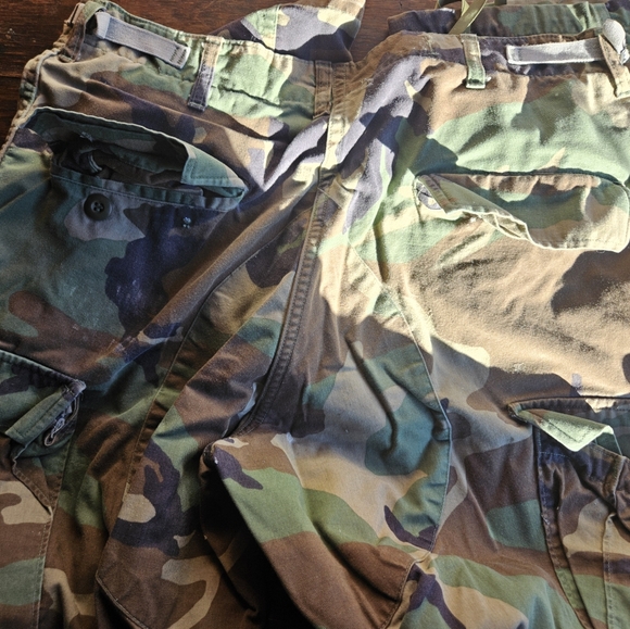Vintage Military Woodland Camo Cargo Pants Medium 29x32 Utility Combat Trousers - Picture 4 of 4